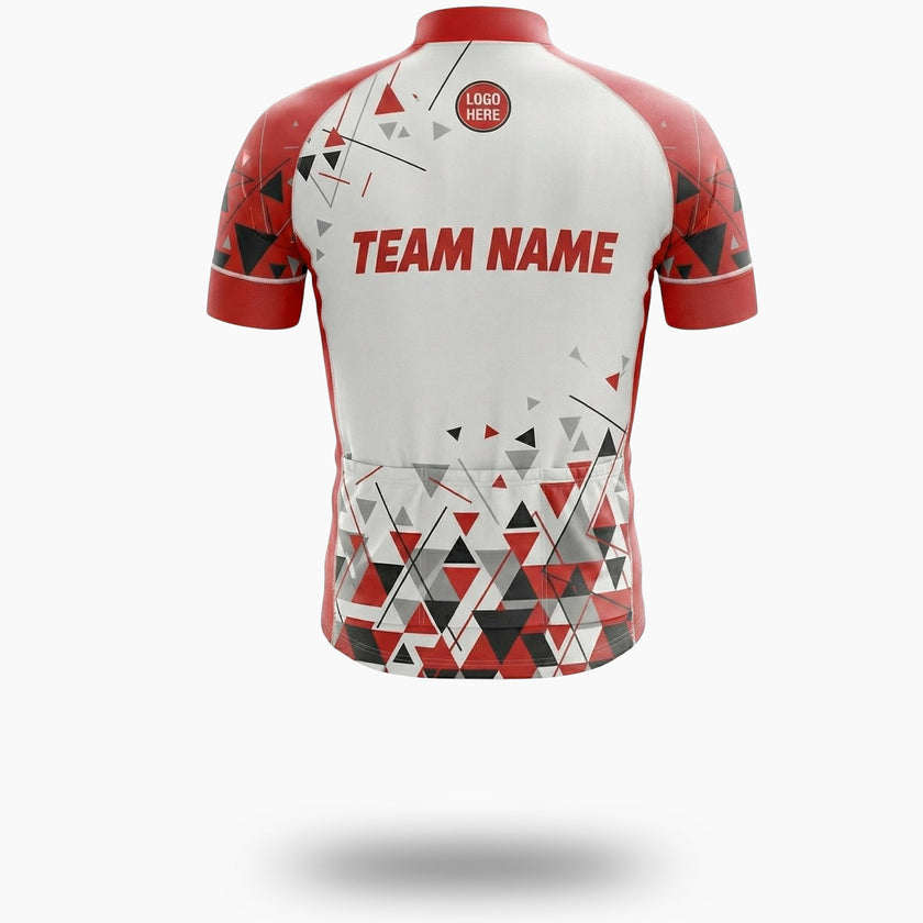Personalized Name Red Cycling Jersey, Custom Team Name, Custom Logo Jersey - Short Sleeve Cycling Jersey-White