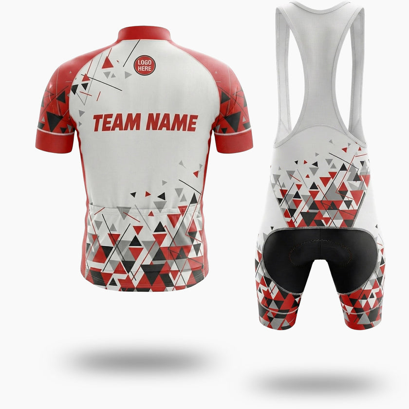 Personalized Name Red Cycling Jersey, Custom Team Name, Custom Logo Jersey - Short Sleeve Cycling Jersey Kit-White