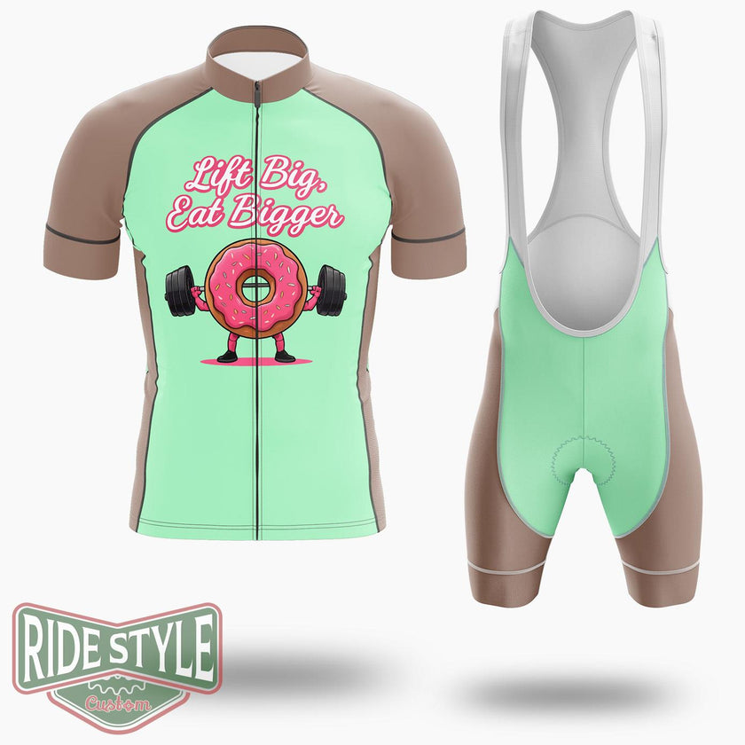 Playful Pink Frosted Donut Lifting Barbell Cycling Jersey Kit, Bicycle Clothing Summer New - Short Sleeve Cycling Jersey Kit-White