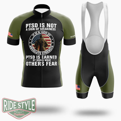 PTSD Is Not A Sign Of Weakness, Veteran Cycling Jersey Gift Shirt - Short Sleeve Cycling Jersey Kit-White