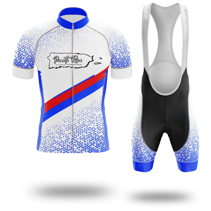 Puerto Rico Cycling Jersey, Puerto Rico Map Cycling Jersey - Short Sleeve Cycling Jersey Kit-White