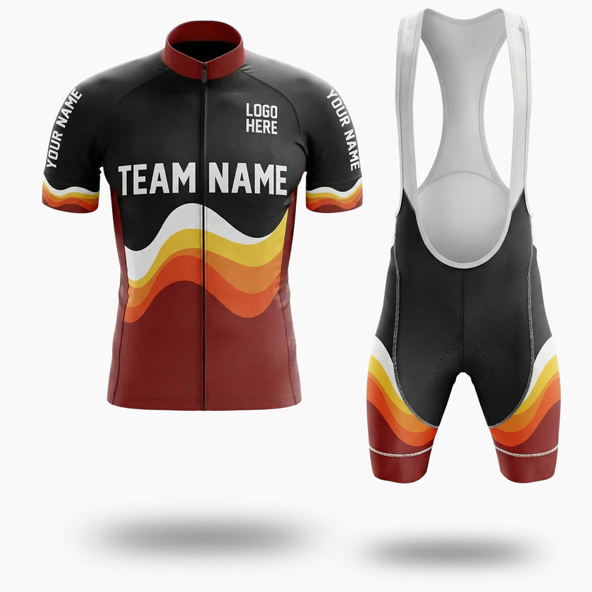 Red and Black Cycling Jersey, Personalized Name, Custom Team Name, Custom Team Logo Jersey - Short Sleeve Cycling Jersey Kit-White