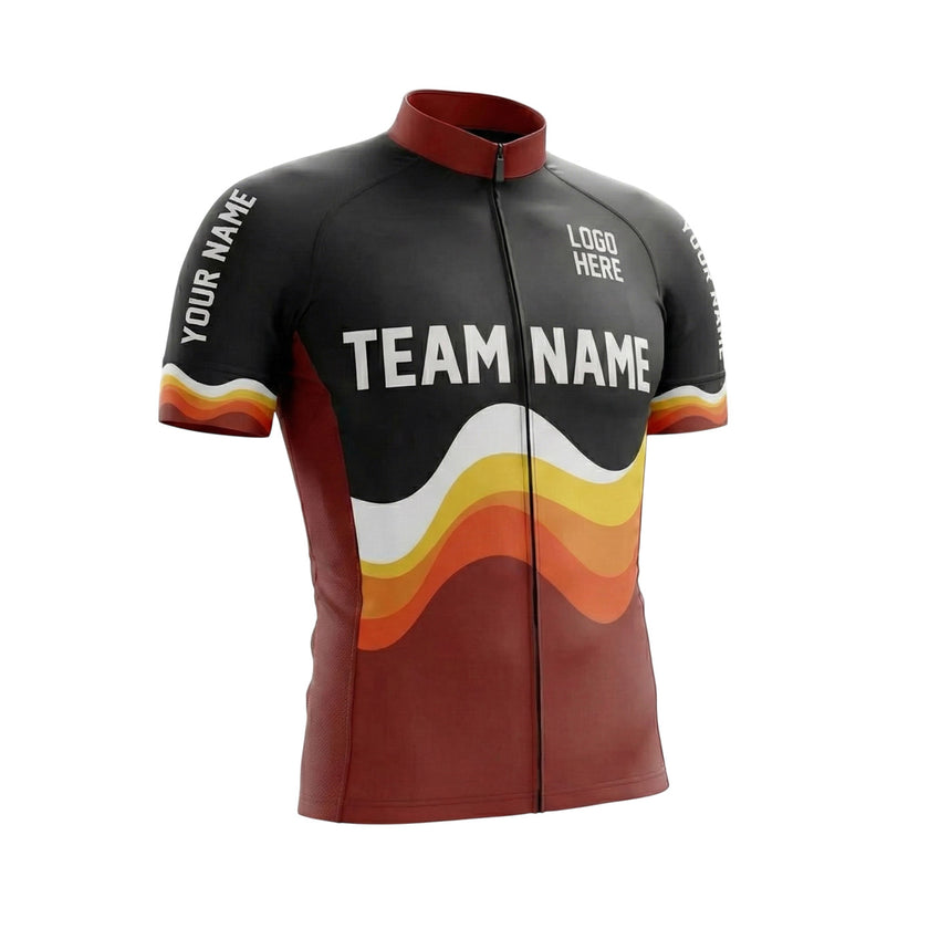 Red and Black Cycling Jersey, Personalized Name, Custom Team Name, Custom Team Logo Jersey - Short Sleeve Cycling Jersey-White