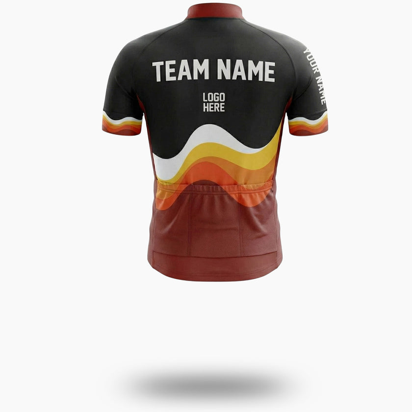 Red and Black Cycling Jersey, Personalized Name, Custom Team Name, Custom Team Logo Jersey - Short Sleeve Cycling Jersey-White