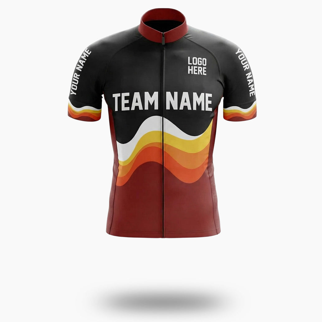 Red and Black Cycling Jersey, Personalized Name, Custom Team Name, Custom Team Logo Jersey - Short Sleeve Cycling Jersey-White