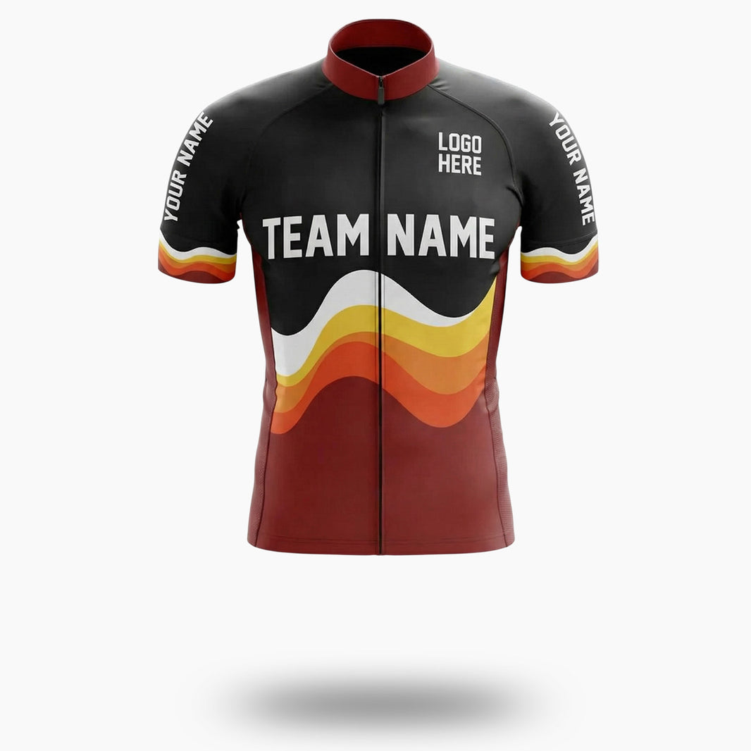 Red and Black Cycling Jersey, Personalized Name, Custom Team Name, Custom Team Logo Jersey - Short Sleeve Cycling Jersey-White