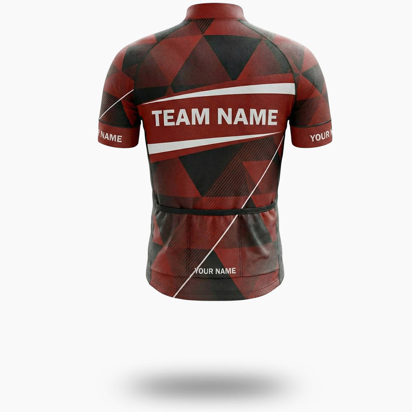 Red Cycling Jersey Personalized Name, Custom Team Name, Upload Logo Men's Bike Jersey - Short Sleeve Cycling Jersey-White