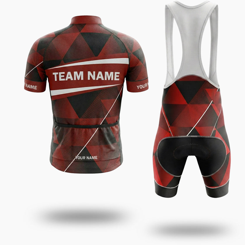 Red Cycling Jersey Personalized Name, Custom Team Name, Upload Logo Men's Bike Jersey - Short Sleeve Cycling Jersey Kit-White