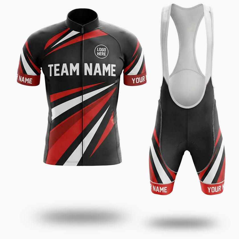 Red Line Men's Bike Cycling Jersey Custom Name, Team Name, Team Logo Cycling Jersey - Short Sleeve Cycling Jersey Kit-White