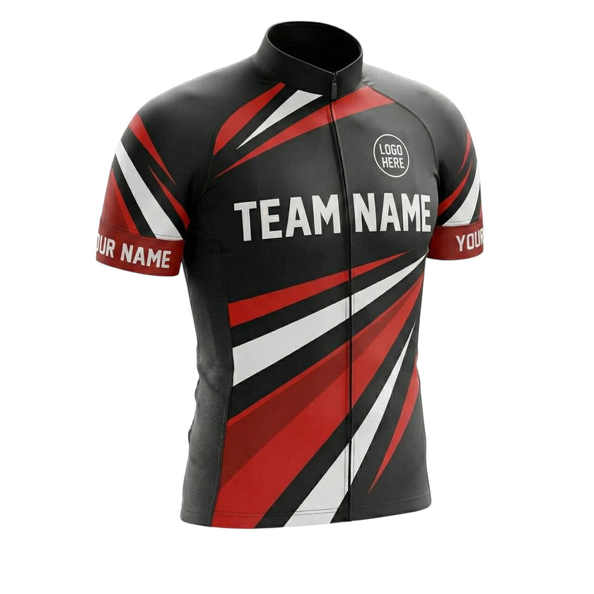 Red Line Men's Bike Cycling Jersey Custom Name, Team Name, Team Logo Cycling Jersey - Short Sleeve Cycling Jersey-White