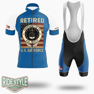 Retired Us Air Force Veteran Usaf Veteran Flag Cycling Jersey - Short Sleeve Cycling Jersey Kit-White