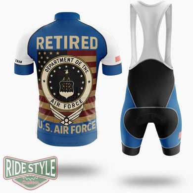 Retired Us Air Force Veteran Usaf Veteran Flag Cycling Jersey - Short Sleeve Cycling Jersey Kit-White