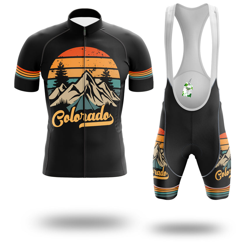 Retro Colorado Shirt, Rocky Mountain Cycling Jersey Kit - Short Sleeve Cycling Jersey Kit-White