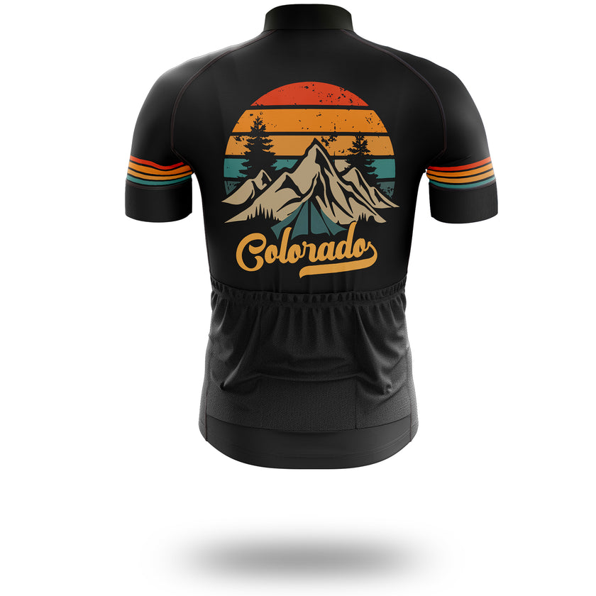 Retro Colorado Shirt, Rocky Mountain Cycling Jersey Kit - Short Sleeve Cycling Jersey-White