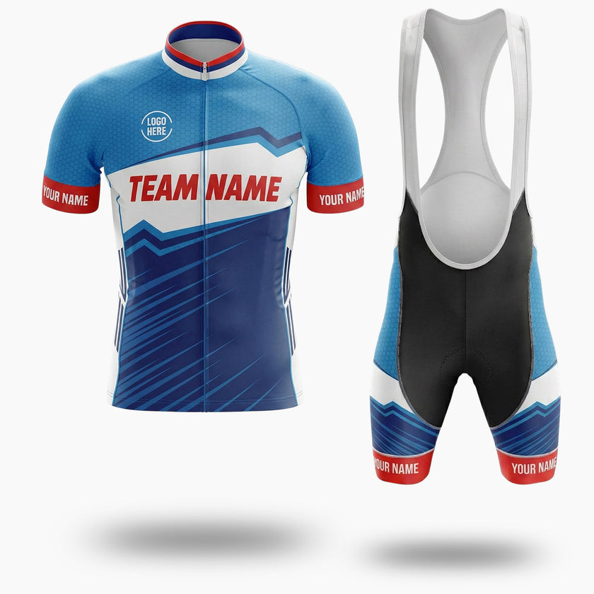 Royal Color Men's Cycling Jersey Custom Name, Custom Your Team Name and Team Logo Men Jersey - Short Sleeve Cycling Jersey Kit-White