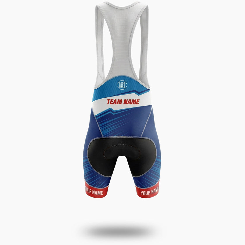 Royal Color Men's Cycling Jersey Custom Name, Custom Your Team Name and Team Logo Men Jersey - Bib Shorts-White