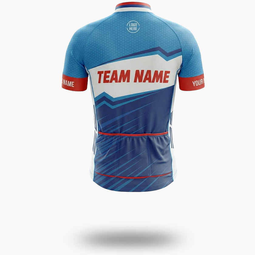 Royal Color Men's Cycling Jersey Custom Name, Custom Your Team Name and Team Logo Men Jersey - Short Sleeve Cycling Jersey-White