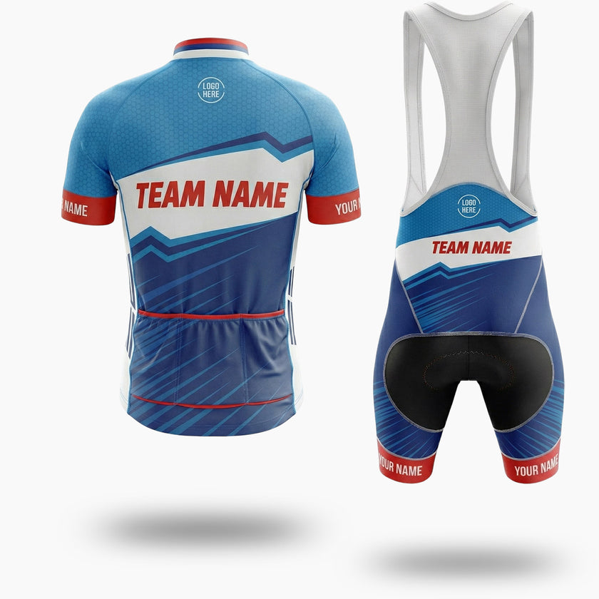 Royal Color Men's Cycling Jersey Custom Name, Custom Your Team Name and Team Logo Men Jersey - Short Sleeve Cycling Jersey Kit-White