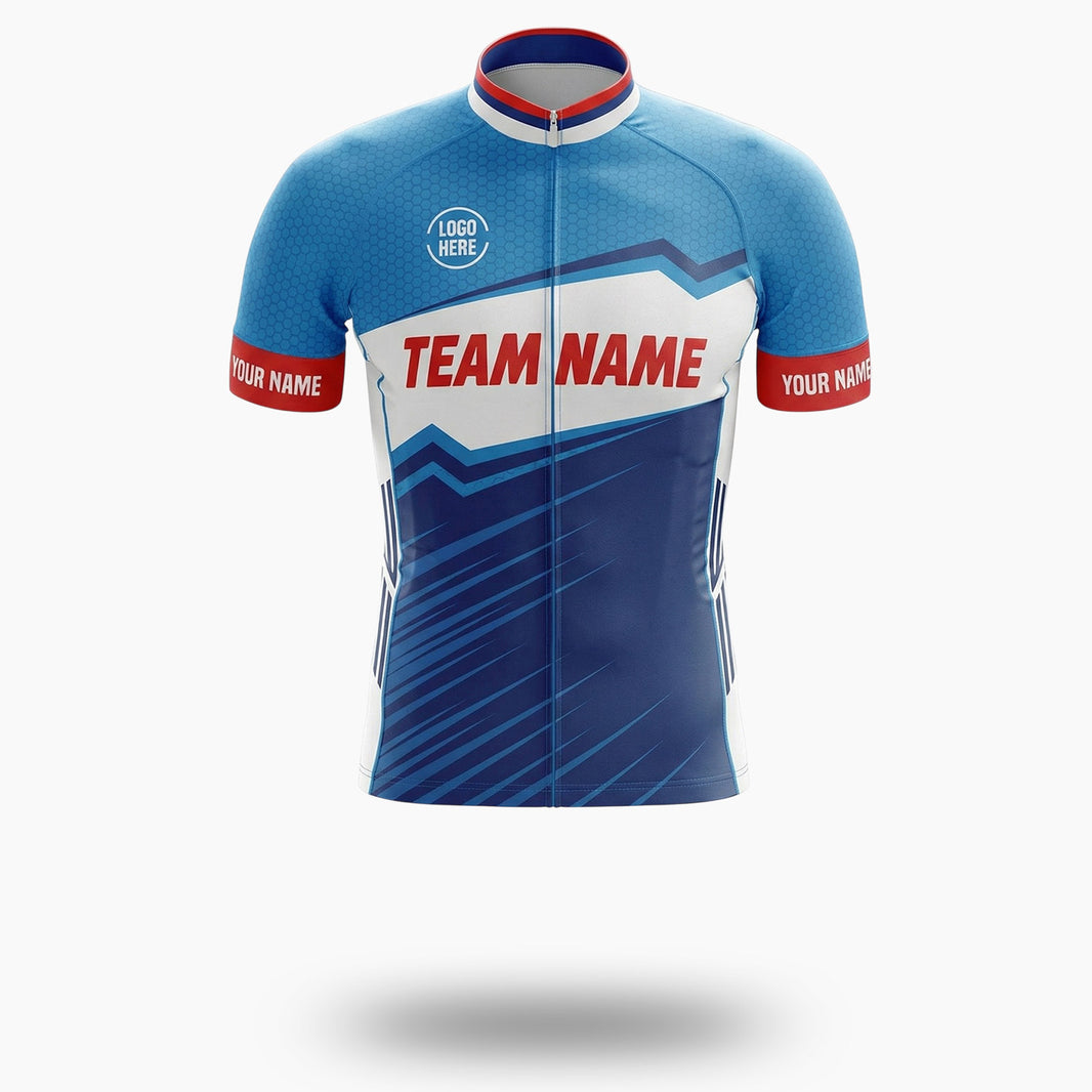 Royal Color Men's Cycling Jersey Custom Name, Custom Your Team Name and Team Logo Men Jersey - Short Sleeve Cycling Jersey-White