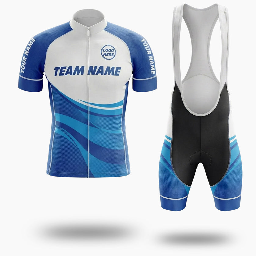 Royal Men's Cycling Jersey, Custom Your Team Name, Bike Jersey For Your Team - Short Sleeve Cycling Jersey Kit-White