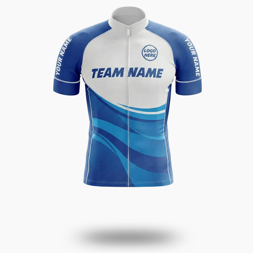 Royal Men's Cycling Jersey, Custom Your Team Name, Bike Jersey For Your Team - Short Sleeve Cycling Jersey-White