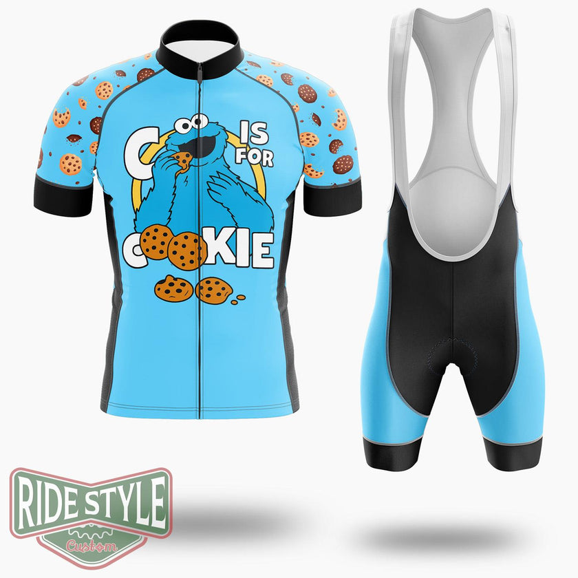 Sesame Street  Cookie Monster  Toddler And Youth Cycling Jersey Kit, Bicycle Clothing - Short Sleeve Cycling Jersey Kit-White
