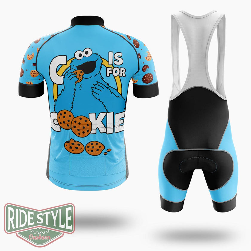 Sesame Street  Cookie Monster  Toddler And Youth Cycling Jersey Kit, Bicycle Clothing - Short Sleeve Cycling Jersey Kit-White