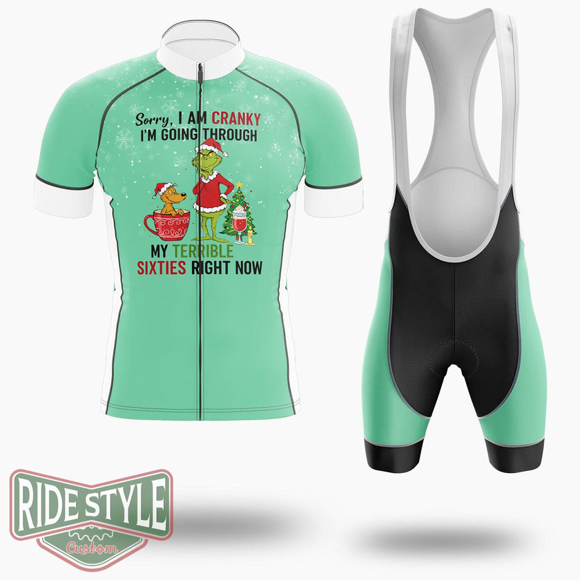 Sorry, I Am Cranky Grinch Chrismas Cycling Jersey Kit - Short Sleeve Cycling Jersey Kit-White
