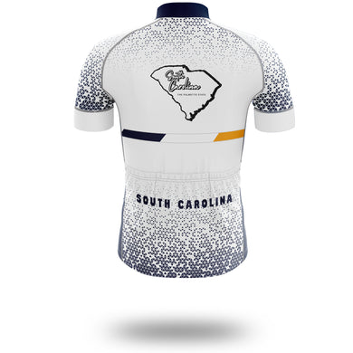 South Carolina Cycling Jersey, South Carolina Map Cycling Jersey - Short Sleeve Cycling Jersey-White