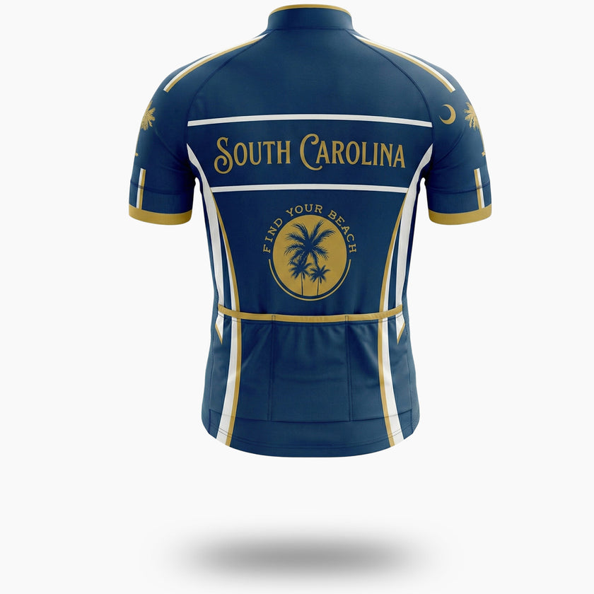 South Carolina Find Your Beach Men's Short Sleeve Cycling Jersey & Bib Short - Short Sleeve Cycling Jersey-White