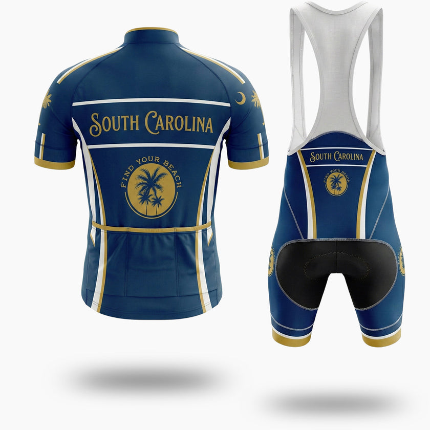 South Carolina Find Your Beach Men's Short Sleeve Cycling Jersey & Bib Short - Short Sleeve Cycling Jersey Kit-White