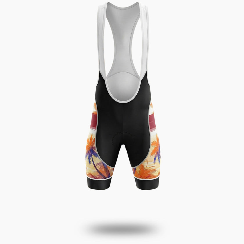 South Carolina Sunset Coconut Tree Men' Short Sleeve Cycling Jersey - Bib Shorts-White