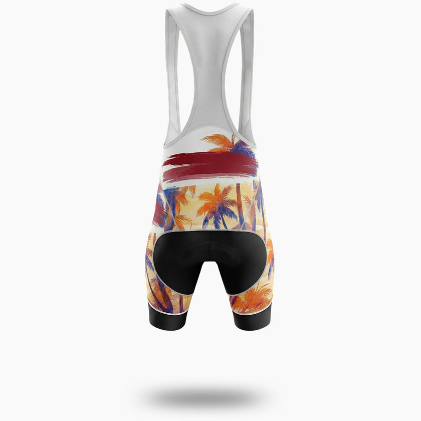 South Carolina Sunset Coconut Tree Men' Short Sleeve Cycling Jersey - Bib Shorts-White