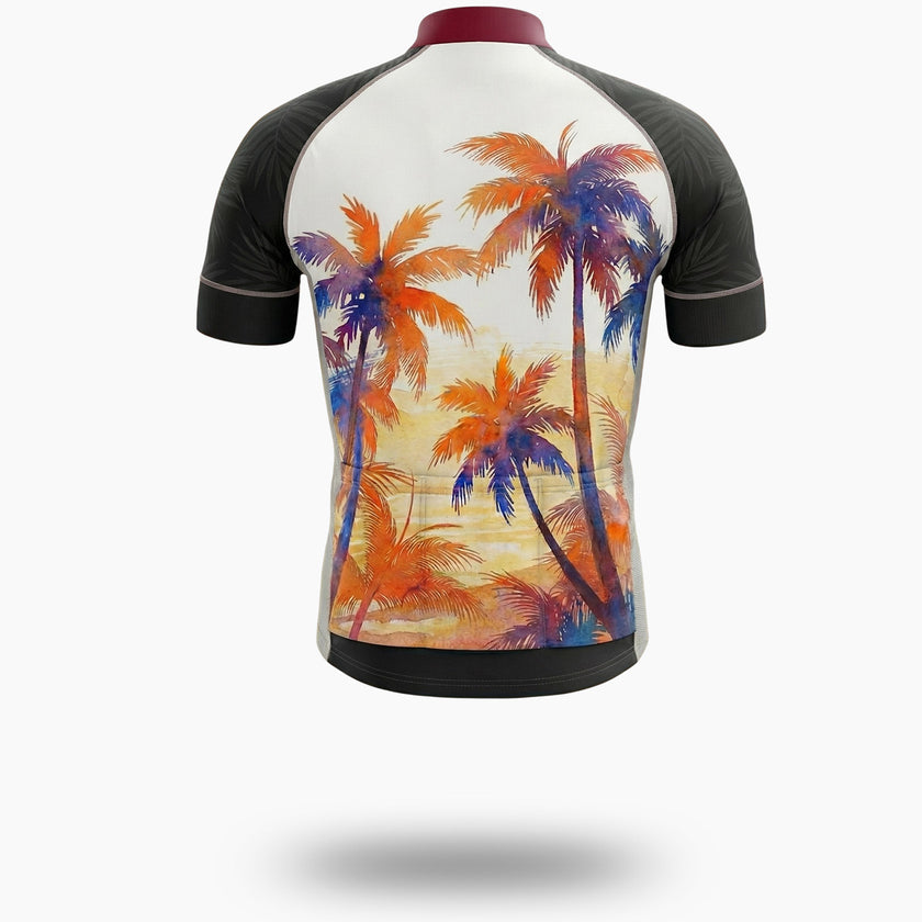 South Carolina Sunset Coconut Tree Men' Short Sleeve Cycling Jersey - Short Sleeve Cycling Jersey-White