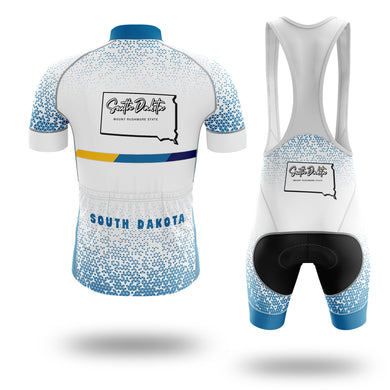 South Dakota Cycling Jersey, South Dakota Map Cycling Jersey - Short Sleeve Cycling Jersey Kit-White
