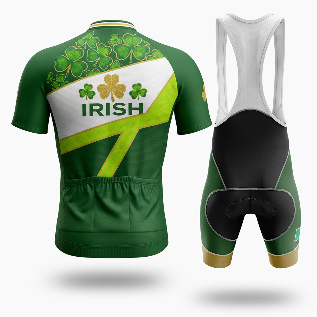St Patrick Day, Irish Cycling Jersey For Men, Green Cycling Jersey - Short Sleeve Cycling Jersey Kit-White