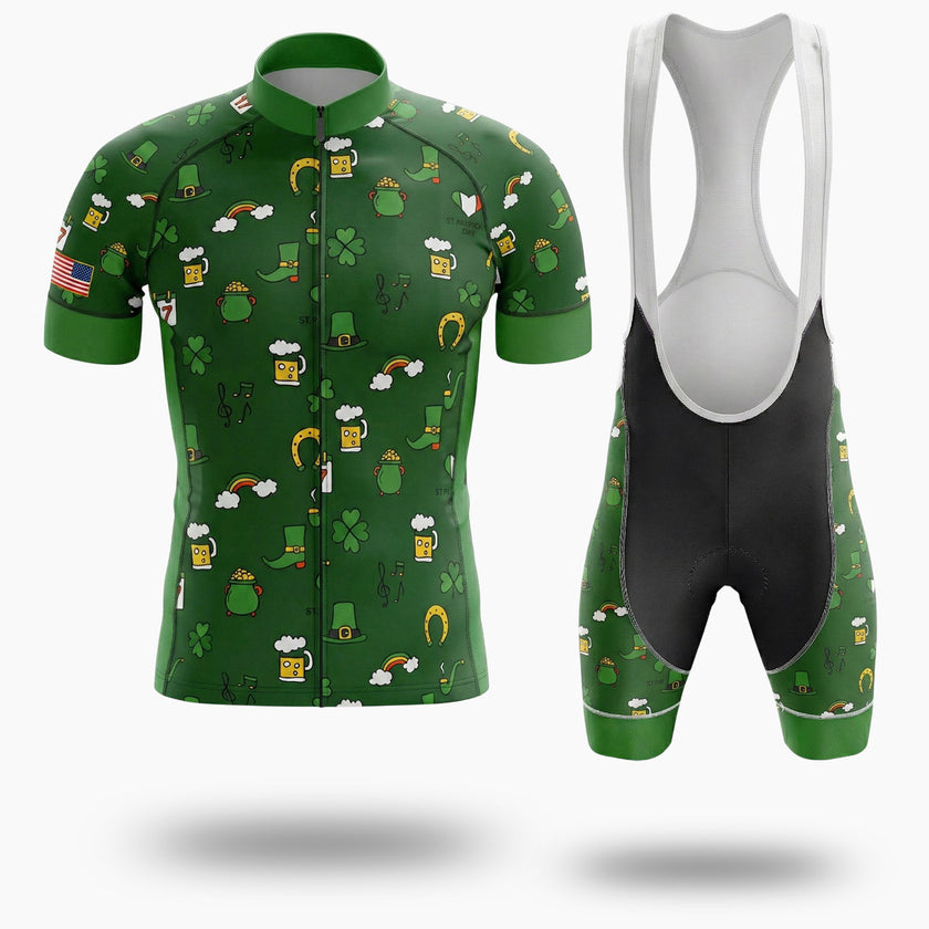 St. Patrick Day Irish Element Cycling Short Sleeve Jersey Set - Short Sleeve Cycling Jersey Kit-White