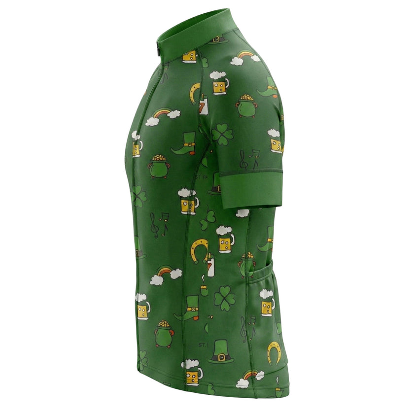 St. Patrick Day Irish Element Cycling Short Sleeve Jersey Set - Short Sleeve Cycling Jersey-White