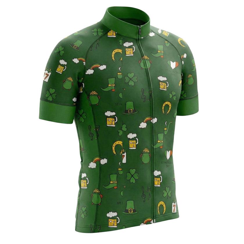 St. Patrick Day Irish Element Cycling Short Sleeve Jersey Set - Short Sleeve Cycling Jersey-White