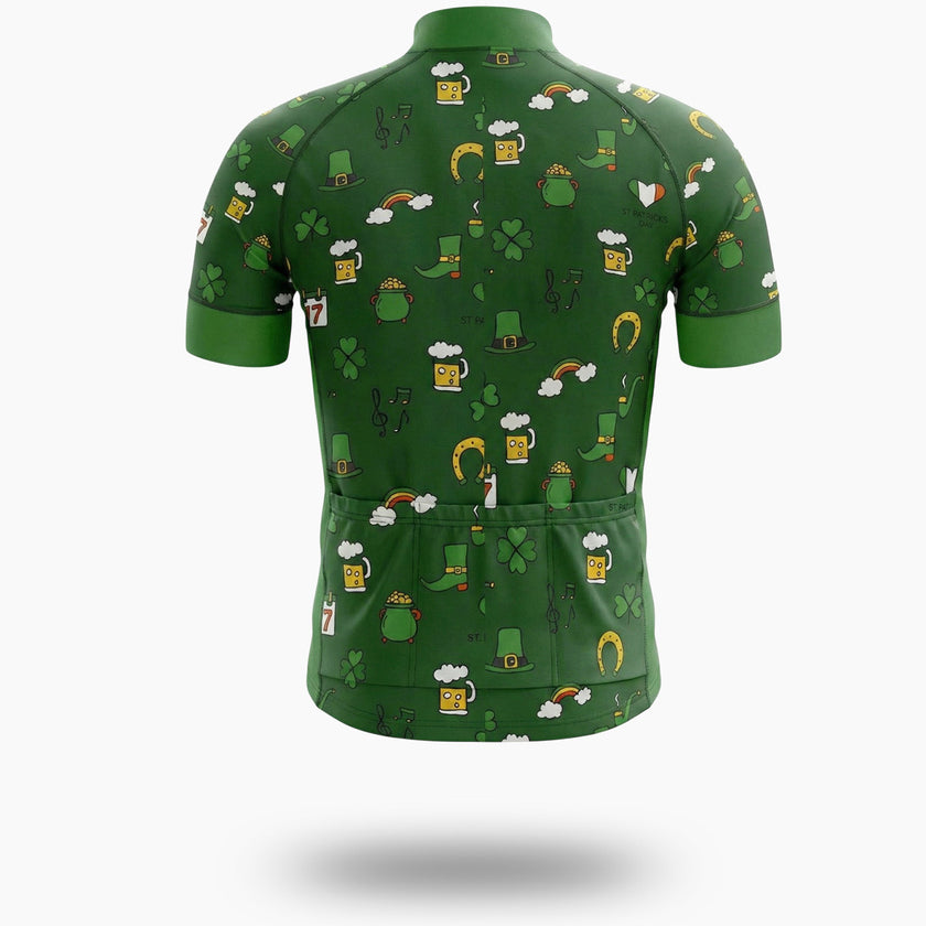 St. Patrick Day Irish Element Cycling Short Sleeve Jersey Set - Short Sleeve Cycling Jersey-White