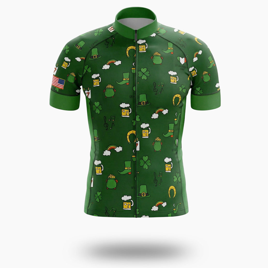 St. Patrick Day Irish Element Cycling Short Sleeve Jersey Set - Short Sleeve Cycling Jersey-White