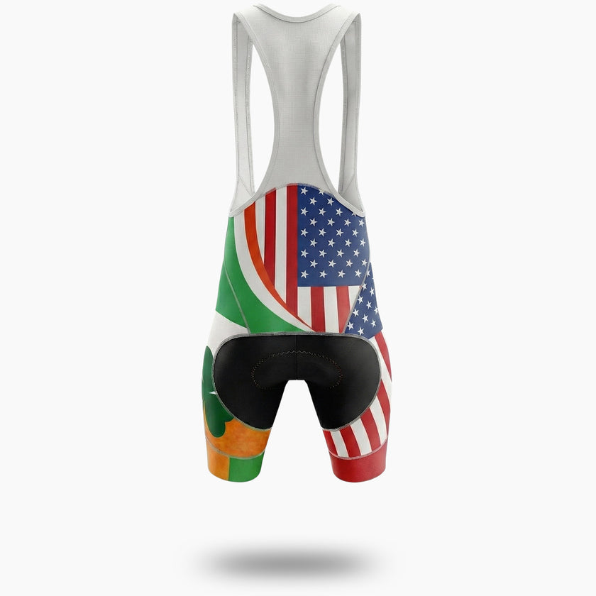 St. Patrick Day Irish Leaf Cycling Short Sleeve Jersey & Short - Bib Shorts-White