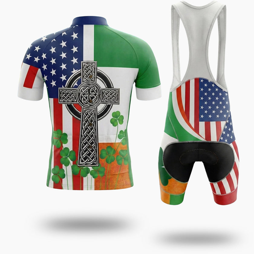 St. Patrick Day Irish Leaf Cycling Short Sleeve Jersey & Short - Short Sleeve Cycling Jersey Kit-White
