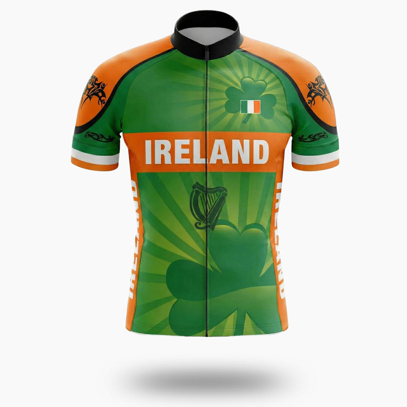 St Patrick Holiday, Ireland Irish Cycling Jersey, Ireland Cycling Jersey Kit - Short Sleeve Cycling Jersey-White