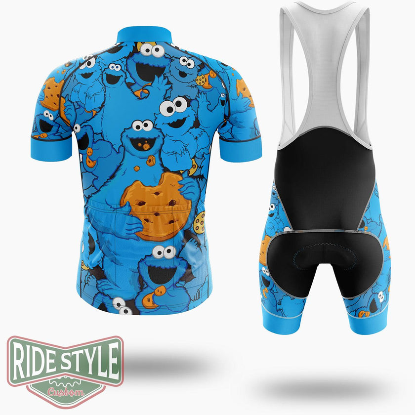 The Cookie Monster Blue Cycling Jersey Kit - Short Sleeve Cycling Jersey Kit-White