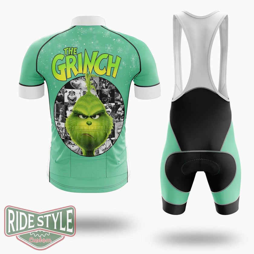 The Grrinch Face Christmas Cycling Jersey Kit - Short Sleeve Cycling Jersey Kit-White