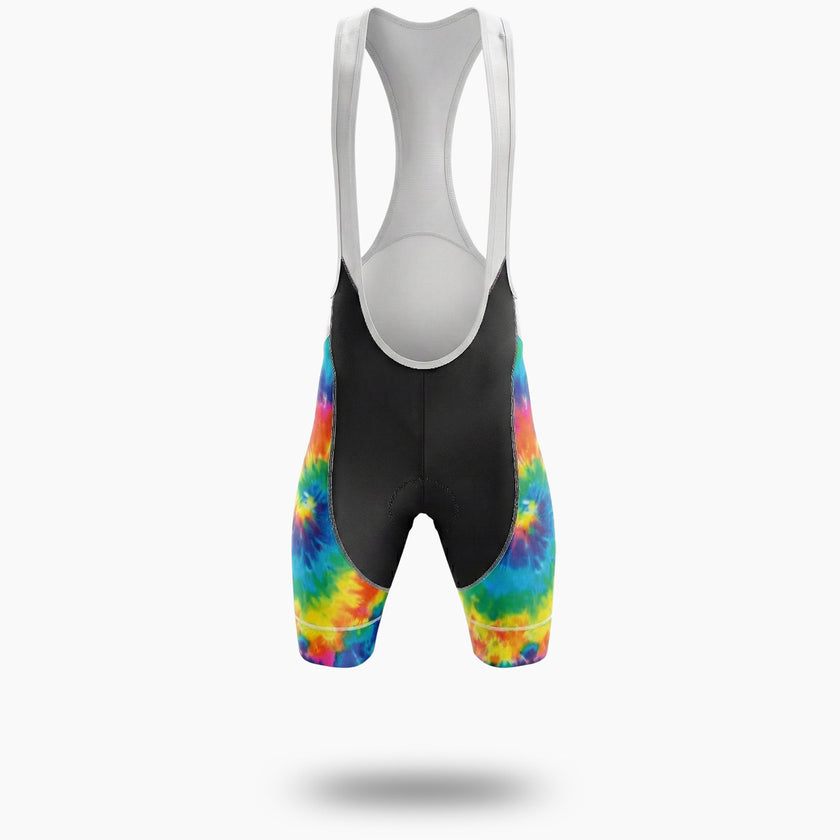 Tye Die Peace Love Ride Men's Colorful Cycling Jersey - Bib Shorts-White