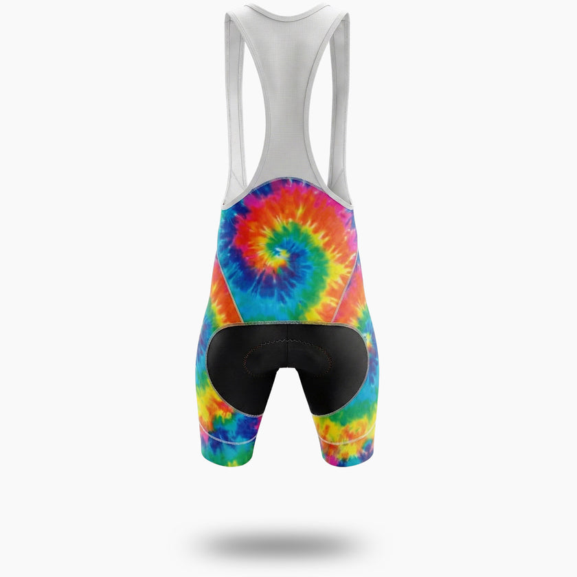 Tye Die Peace Love Ride Men's Colorful Cycling Jersey - Bib Shorts-White