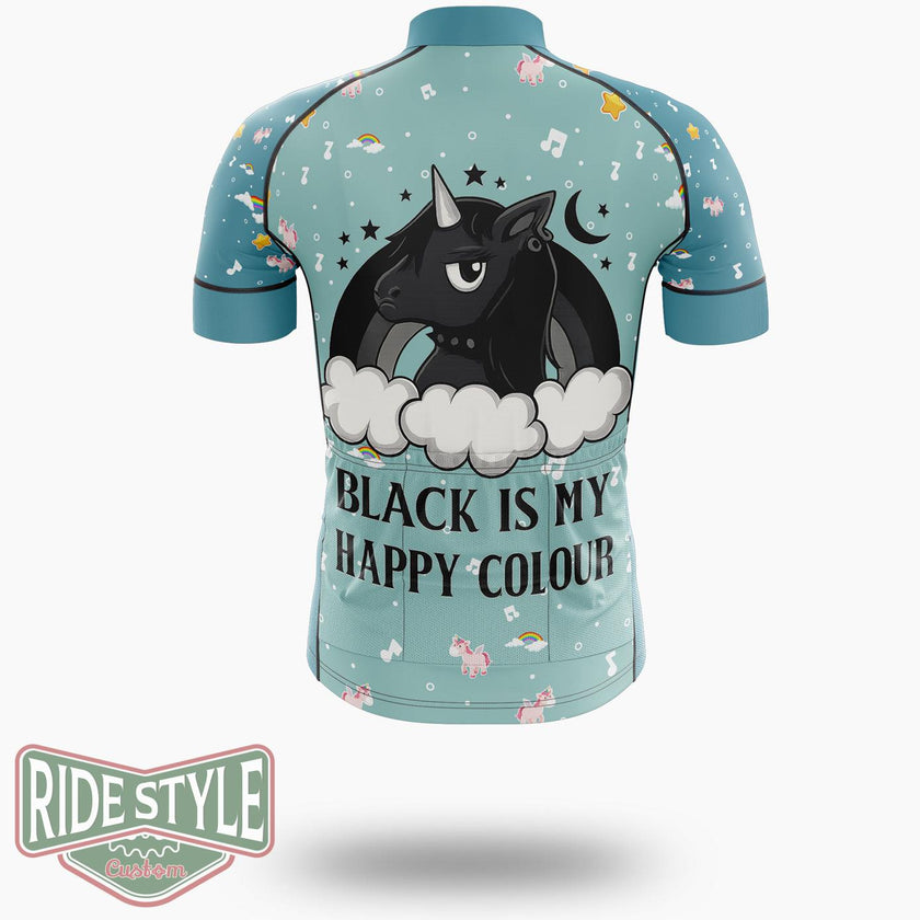 Unicorn Black Is My Happy Colour Cycling Jersey Kit, Bicycle Clothing - Short Sleeve Cycling Jersey-White