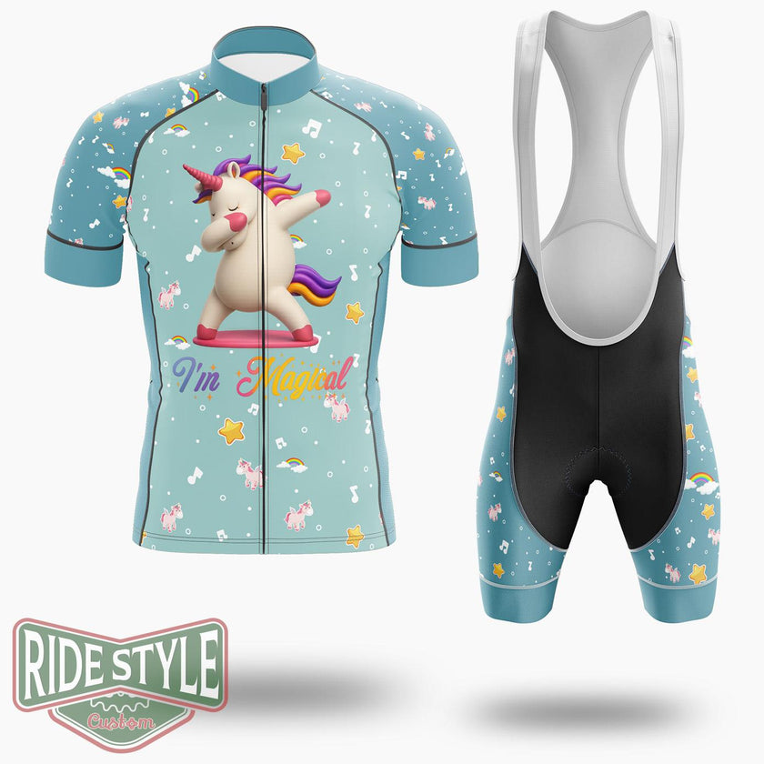 Unicorn I'm Magical Cycling Jersey Kit, Bicycle Clothing - Short Sleeve Cycling Jersey Kit-White